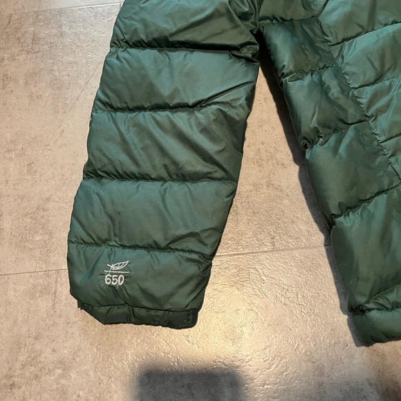 L.L Bean 650 Down Dark Green Puffer Jacket with Yellow Zippers Boys Size 14-16L - Picture 6 of 7